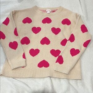 Cat & Jack Heart Pattern Sweater - Cream and Pink sx XL /14